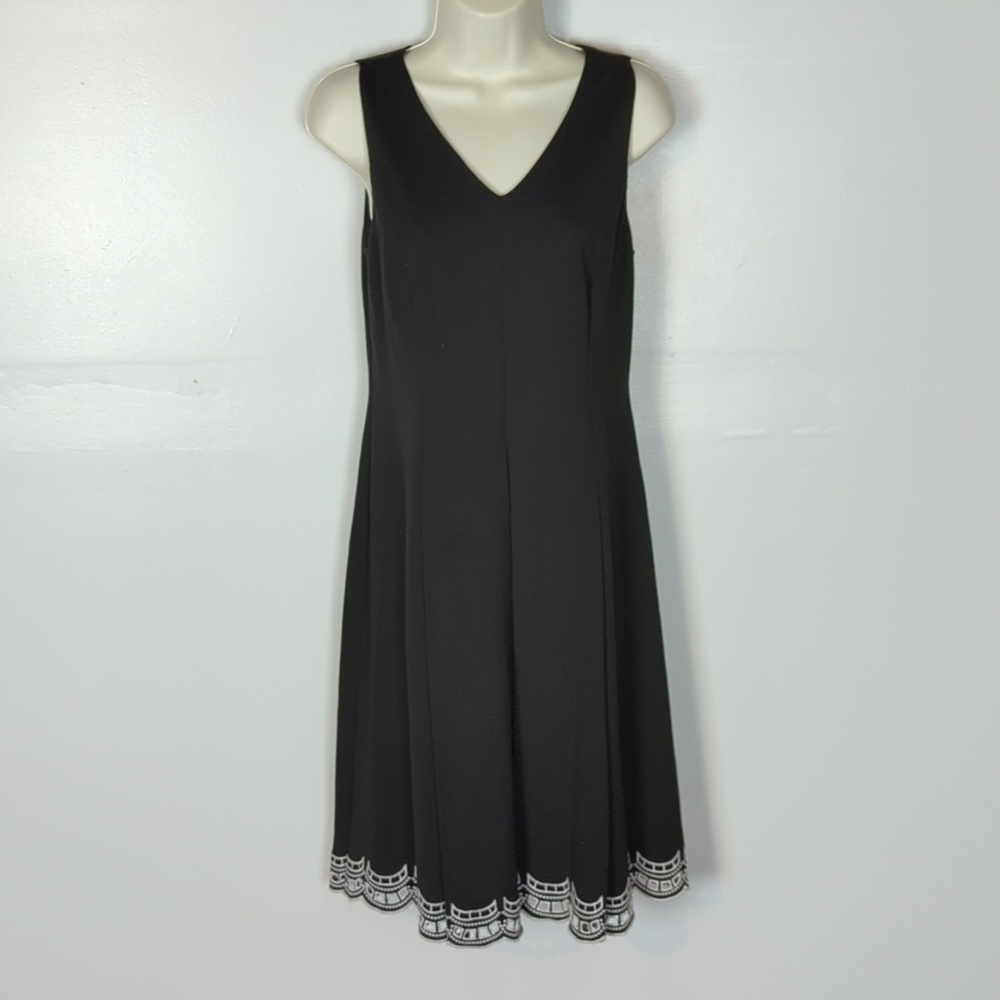 Talbots Embroidered Ponte Fit & Flare Dress